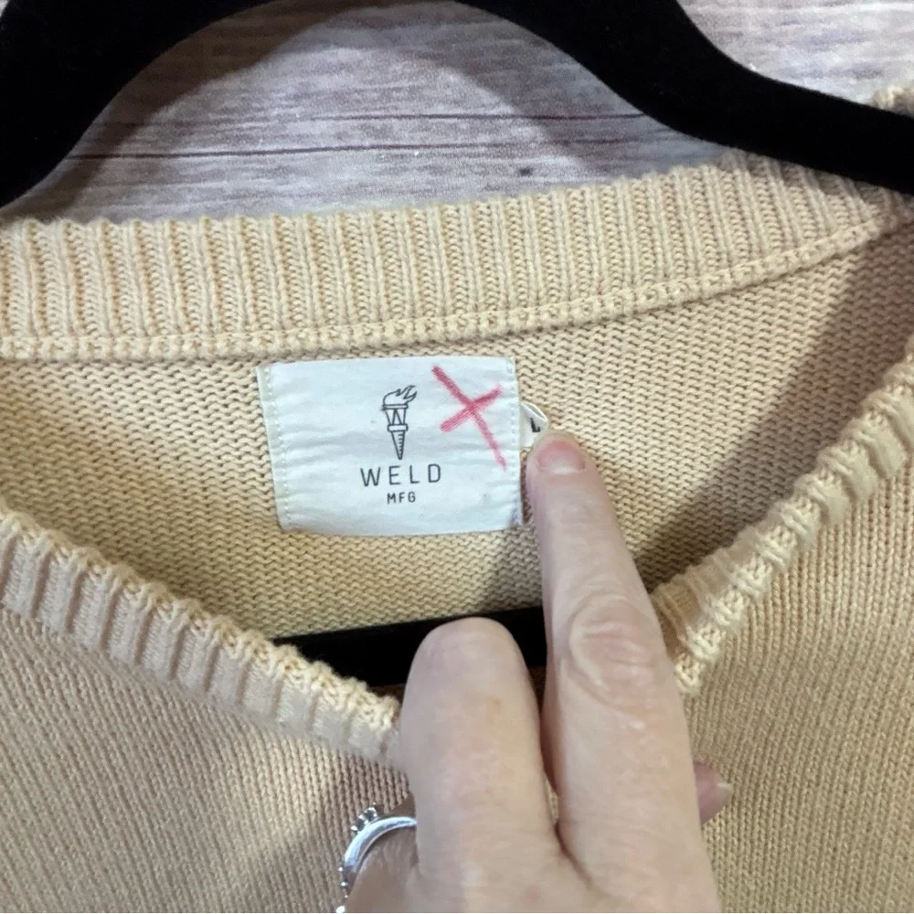 Weld MFG Mellow Out Sweater Tan Peach Size Large
